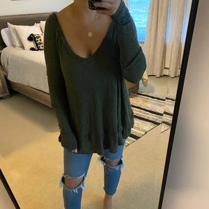 Free People Tops - Free people green thermal top Free People Tops - Free people green thermal top
